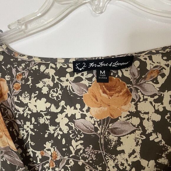 For Love & Lemons brown floral vneck Bell sleeve Blouse top size Medium - Picture 3 of 6